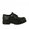 Damenderbyschuh mit Schnürsenkeln aus schwarzem glattem Leder Absatz 3