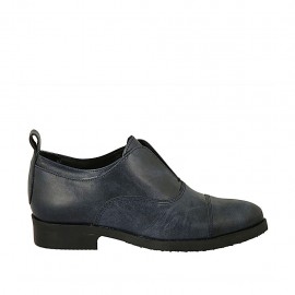 Scarpa accollata a punta da donna in pelle marmorizzata blu tacco 3 - Misure disponibili: 44, 45