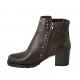 Stivaletto da donna con cerniera, elastico e borchie in pelle testa di moro tacco 5 - Misure disponibili: 34, 42, 43