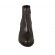 Botines para mujer con cremallera, elastico y tachuelas en piel marron oscuro tacon 5 - Tallas disponibles:  42, 43