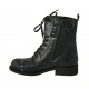 Bottines pour femmes avec lacets, goujons, boucles et fermeture éclair en cuir bleu à effet marbre talon 3 - Pointures disponibles:  32, 33, 34