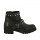 Bottines pour femmes avec fermeture éclair, goujons et boucle en cuir noir talon 3 - Pointures disponibles:  33