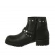 Bottines pour femmes avec fermeture éclair, goujons et boucle en cuir noir talon 3 - Pointures disponibles:  33