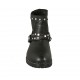 Botines para mujer con cremallera, tachuelas y hebilla en piel negra tacon 3 - Tallas disponibles:  33