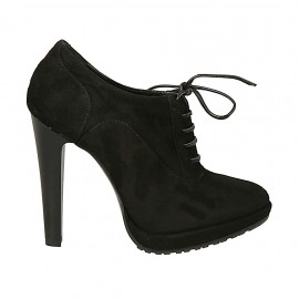 Scarpa stringata da donna in camoscio nero con plateau tacco 11 - Misure disponibili: 31, 32, 33, 42