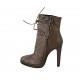 Stivaletto con cerniera, laccio e plateau in pelle taupe e camoscio grigio tortora tacco 11 - Misure disponibili: 31, 32, 43