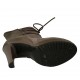Stivaletto con cerniera, laccio e plateau in pelle taupe e camoscio grigio tortora tacco 11 - Misure disponibili: 31, 32, 43