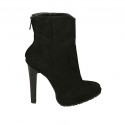 Bottines pour femmes en daim noir avec fermeture éclair posterieur, plateforme et talon 11