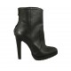 Bottines pour femmes en cuir noir avec fermeture éclair posterieur, plateforme et talon 11 - Pointures disponibles:  31