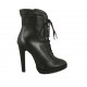 Bottine à lacets pour femmes en cuir noir avec fermeture éclair et plateforme talon 11 - Pointures disponibles:  31, 32
