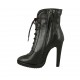 Bottine à lacets pour femmes en cuir noir avec fermeture éclair et plateforme talon 11 - Pointures disponibles:  31, 32