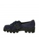 Scarpa accollata da donna con stringhe, borchie ed elastico in camoscio e vernice blu tacco 3 - Misure disponibili: 34