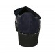 Scarpa accollata da donna con stringhe, borchie ed elastico in camoscio e vernice blu tacco 3 - Misure disponibili: 34