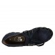 Scarpa accollata da donna con stringhe, borchie ed elastico in camoscio e vernice blu tacco 3 - Misure disponibili: 34