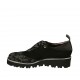 Chaussure pour femmes avec elastiques en daim, cuir et daim imprimé noir talon compensé 3 - Pointures disponibles:  33, 34, 44, 45