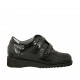 Woman's shoe with velcro straps and removable insole in black leather and patent leather wedge heel 3 - Available sizes:  34, 44