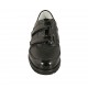 Damenschuh mit Klettverschluss und herausnehmbarer Innnensohle aus schwarzem Leder und Lackleder Keilabsatz 3 - Verfügbare Größen:  34, 44