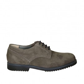 Men's laced shoe in grey nubuck leather - Available sizes:  37, 46, 47, 48, 49