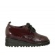 Zapato derby para mujer con cordones y plantilla extraible en charol martillado granate cuña 4 - Tallas disponibles:  43, 44, 45