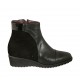 Bottines pour femmes avec semelle amovible et fermeture éclair en cuir, daim et cuir verni noir talon compensé 4 - Pointures disponibles:  33, 42, 43