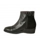 Woman's ankle boot with removable insole and zipper in black leather, suede and patent leather wedge heel 4 - Available sizes:  33, 42, 43