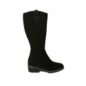Damenstiefel mit Reissverschluss und herausnehmbarer Innensohle aus schwarzem Wildleder Absatz 4
