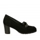 Woman's highfronted shoe with chain in black suede heel 6 - Available sizes:  32, 34, 42, 43, 44, 45