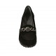 Scarpa accollata da donna con catena in camoscio nero tacco 6 - Misure disponibili: 32, 34, 42, 43, 44, 45