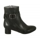 Bottines pour femmes avec boucle et fermeture éclair en cuir noir talon 4 - Pointures disponibles:  32, 33, 34, 42, 45