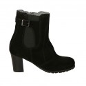 Bottines pour femmes avec elastique, fermeture éclair et boucle en daim noir talon 6