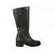 Damenstiefel mit Reißverschluss und Schnallen aus schwarzem Leder Absatz 4 - Verfügbare Größen:  43, 44