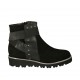 Botines pour femmes avec fermeture éclair, elastique et goujons en daim et cuir noir talon compensé 3 - Pointures disponibles:  33, 34, 44