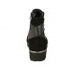 Botines para mujer con cremallera, elastico y tachuelas en gamuza y piel negra cuña 3 - Tallas disponibles:  33, 34, 44