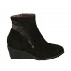 Bottines pour femmes avec semelle amovible et fermeture éclair en daim, cuir verni et cuir imprimé noir talon compensé 5 - Pointures disponibles:  31, 42, 43