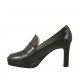 Chaussure fermée pour femmes avec plateforme  en cuir noir talon 8 - Pointures disponibles:  42, 43
