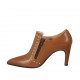 Woman's highfronted pointy shoe with zipper and studs in tan-colored leather heel 7 - Available sizes:  42, 43
