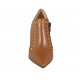 Woman's highfronted pointy shoe with zipper and studs in tan-colored leather heel 7 - Available sizes:  42, 43