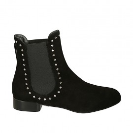 Bottines pour femmes avec élastiques et goujons en daim noir talon 2 - Pointures disponibles:  33