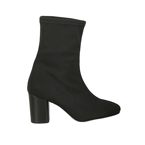 Bottines pour femmes en tissu élastique noir talon 7 - Pointures disponibles:  32
