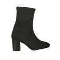 Bottines pour femmes en tissu élastique noir talon 7