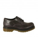 Scarpa derby stringata da donna in pelle marrone tacco 3