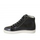Chaussure à lacets avec fermeture éclair et semelle amovible en daim imprimé et cuir scintillant bleu talon compensé 2 - Pointures disponibles:  45
