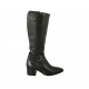 Botas puntiagudas para mujer con hebilla y cremallera en piel negra tacon 4 - Tallas disponibles:  42, 43