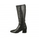 Woman's pointy boot with buckle and zipper in black leather heel 4 - Available sizes:  42, 43