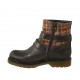 Bottine pour femmes avec fermeture éclair et boucles en cuir marron et tissu écossais talon 3 - Pointures disponibles:  32, 33, 34, 42, 43, 44, 45
