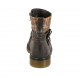 Bottine pour femmes avec fermeture éclair et boucles en cuir marron et tissu écossais talon 3 - Pointures disponibles:  32, 33, 34, 42, 43, 44, 45