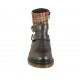 Stivaletto da donna con cerniera e fibbie in pelle marrone e tessuto scozzese tacco 3 - Misure disponibili: 32, 33, 34, 42, 43, 44, 45