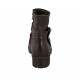 Botin para mujer con cremallera y hebillas en piel marron tacon 3 - Tallas disponibles:  32, 33