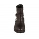 Botin para mujer con cremallera y hebillas en piel marron tacon 3 - Tallas disponibles:  32, 33