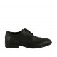 Chaussure élégant derby à lacets pour hommes en cuir noir avec decoration Brogue - Pointures disponibles:  36, 37, 38, 46, 47, 48, 49, 50